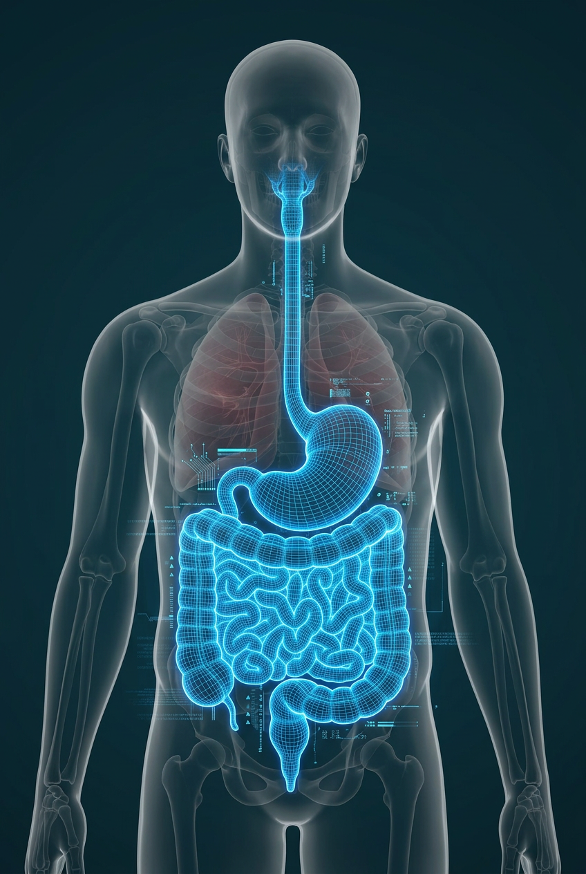 Glowing digital holographic gastrointestinal tract