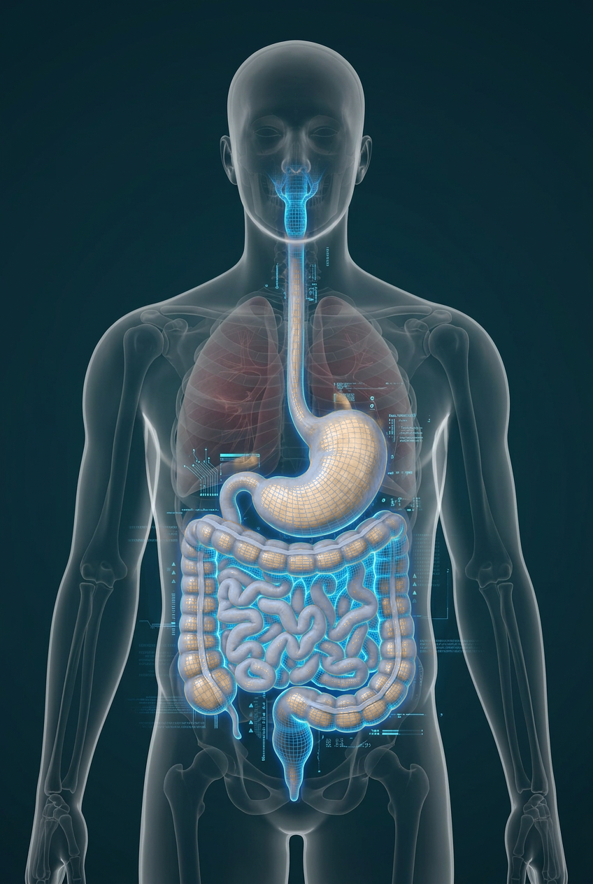 Gastrointestinal tract filled with thriving wild habitats